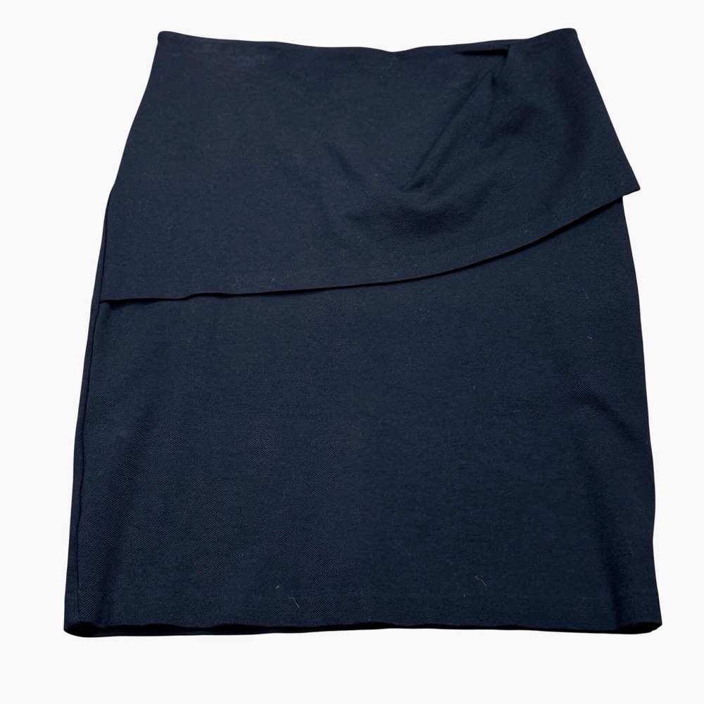 Cabi Asymmetric Overlay Pencil Skirt Women 10 Black Office Chic Day/Evening